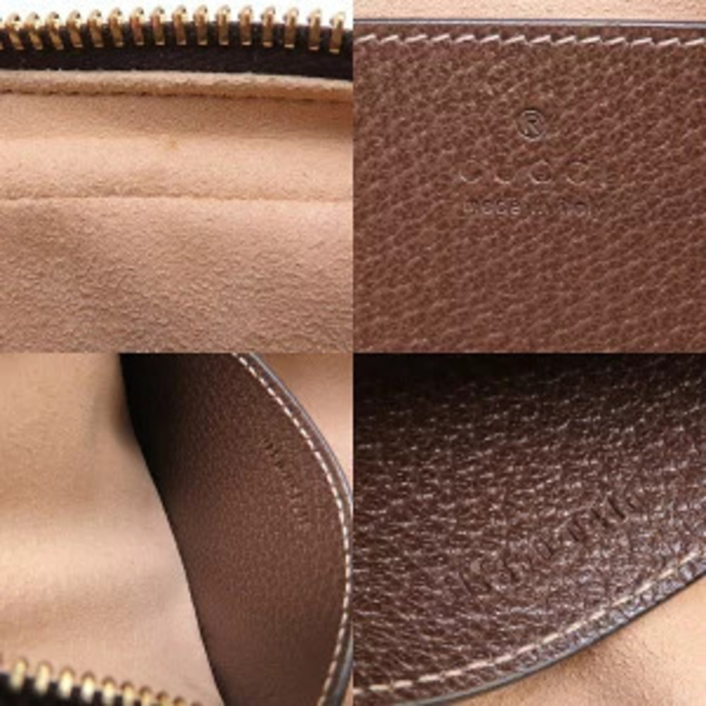 Gucci Ebony Leather Supreme Shoulder GG Canvas Beige Bag Ophidia - Picture 7 of 8